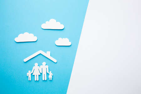 top view paper family with copy space. High resolution photoの写真素材