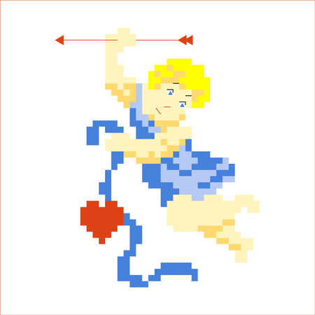 Cupid (Valentine's Day), made in the style of pixel artのイラスト素材