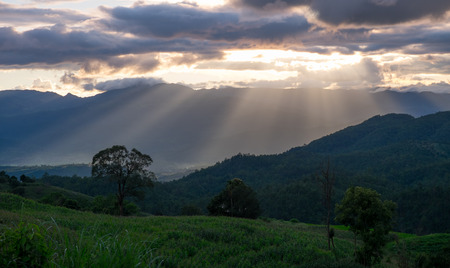 Sunset view of the beauty mountainsの写真素材