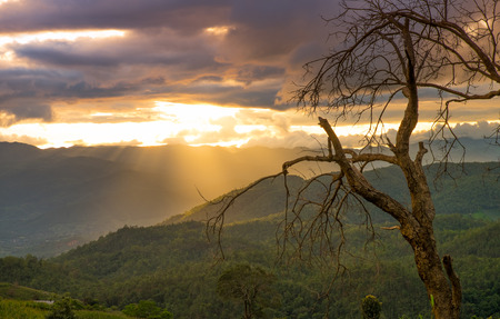 Sunset view of the beauty mountainsの写真素材