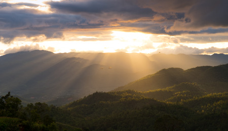 Sunset view of the beauty mountainsの写真素材