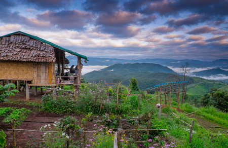 Sunset view of the beauty mountainsのeditorial素材