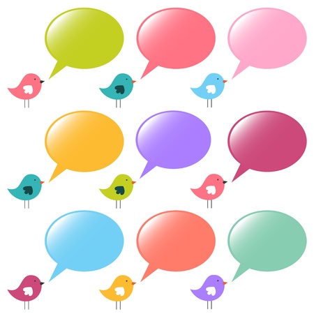 Speech bubbles and birds setのイラスト素材