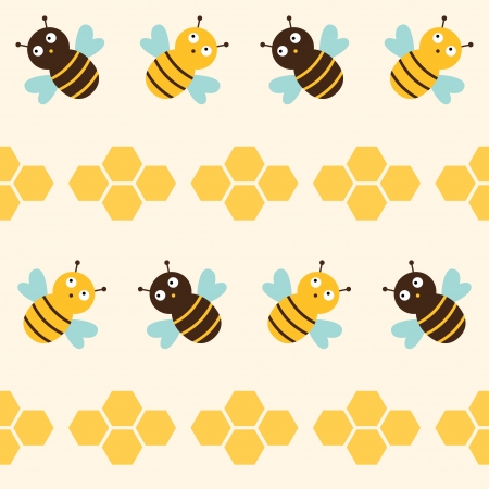 Seamless bees patternのイラスト素材