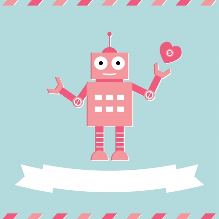 Cute robot Valentine s Day cardのイラスト素材