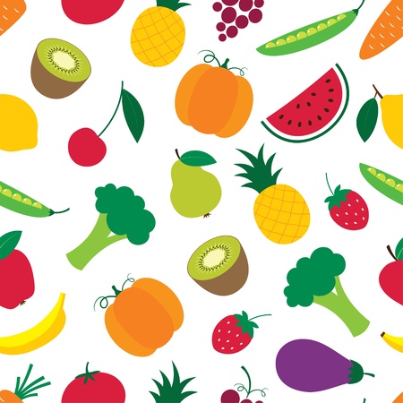 Seamless fruit and vegetables patternのイラスト素材