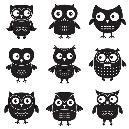 Owls, isolated design elements のイラスト素材