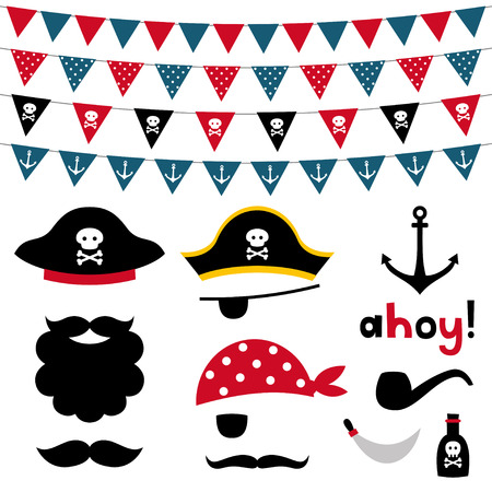 Pirate photo booth props and scrapbooking setのイラスト素材