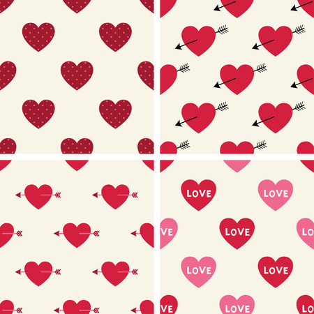 Seamless hearts patterns setのイラスト素材