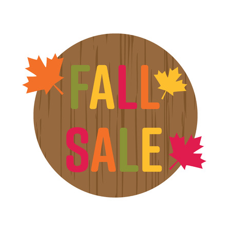 Fall sale, circle wood banner signのイラスト素材