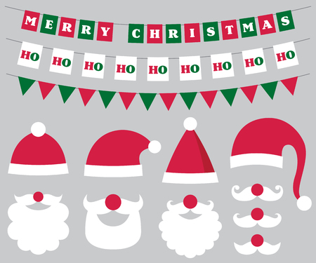 Christmas vector decoration and Santa hats and beardのイラスト素材