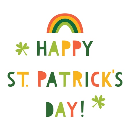 St. Patricks Day greeting card, rainbow and letteringのイラスト素材