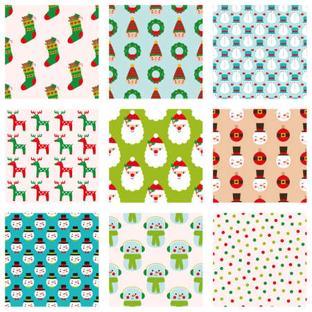 Christmas seamless patterns vector collectionのイラスト素材