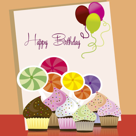 abstract happy birthday background with some special objectsのイラスト素材