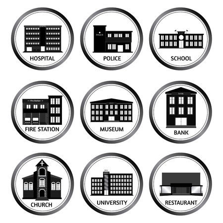 abstract Buildings silhouettes on a white backgroundのイラスト素材