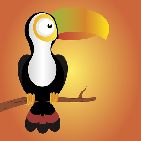 abstract cute toucan on an orange backgroundのイラスト素材