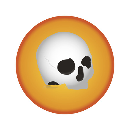 abstract halloween object on an orange circle on a white backgroundのイラスト素材