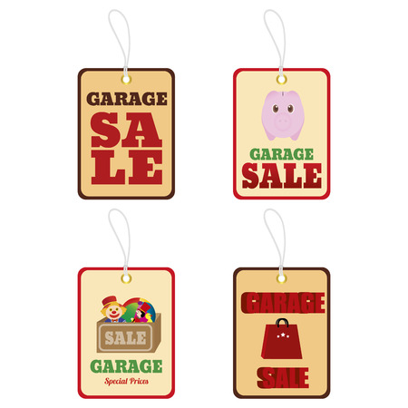 abstract garage sale objects on a white backgroundのイラスト素材