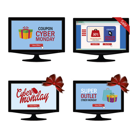 abstract cyber monday objects on a white backgroundのイラスト素材