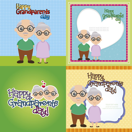 a set of colored backgrounds with grandparents and textのイラスト素材