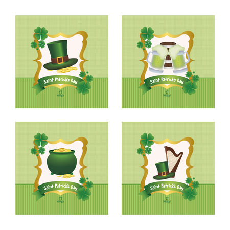 a set of colored backgrounds with text and traditional elements for patrick's dayのイラスト素材