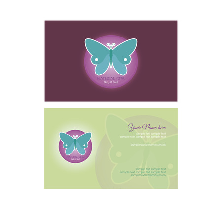Pair of colored backgrounds with spa icons and text. Vector illustrationのイラスト素材