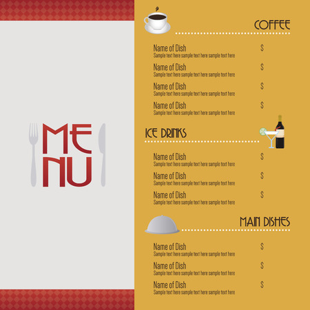 Colored menu design with text and icons. Vector illustrationのイラスト素材