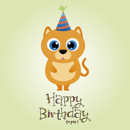 Colored background with an animal and ornaments for birthday party. Vector illustrationのイラスト素材