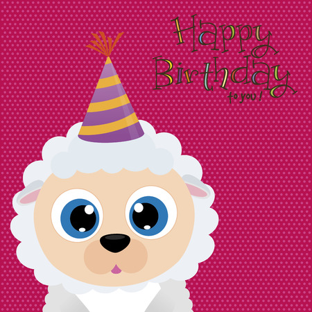 Colored background with an animal and ornaments for birthday party. Vector illustrationのイラスト素材