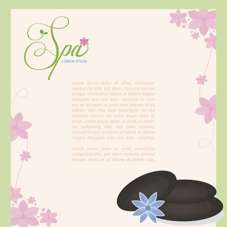 Colored background with text and spa icons. Vector illustrationのイラスト素材