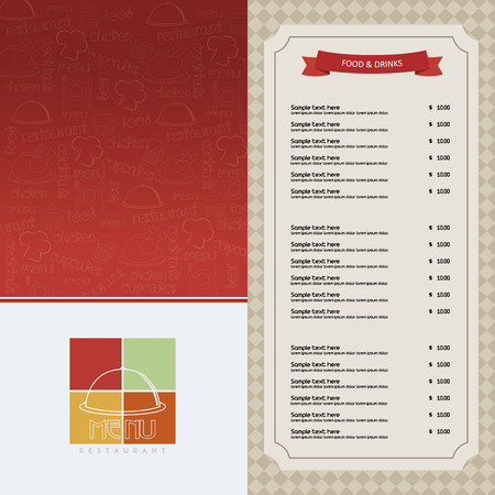 Colored menu design with icons and text. Vector illustrationのイラスト素材