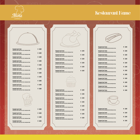 Colored menu design with text and icons. Vector illustrationのイラスト素材