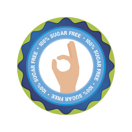 Isolated round label for a sugar free product. Vector illustrationのイラスト素材