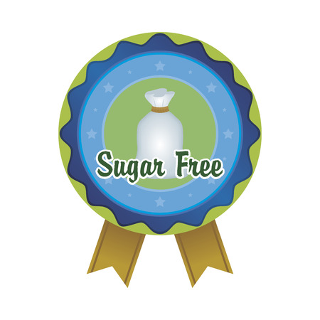Isolated round label for a sugar free product. Vector illustrationのイラスト素材
