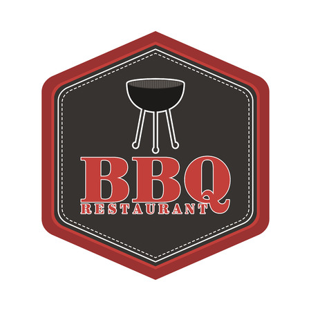 Isolated label with text and barbecue elements. Vector illustrationのイラスト素材
