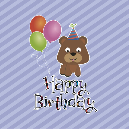 Colored background with text and a happy animal for birthday. Vector illustrationのイラスト素材