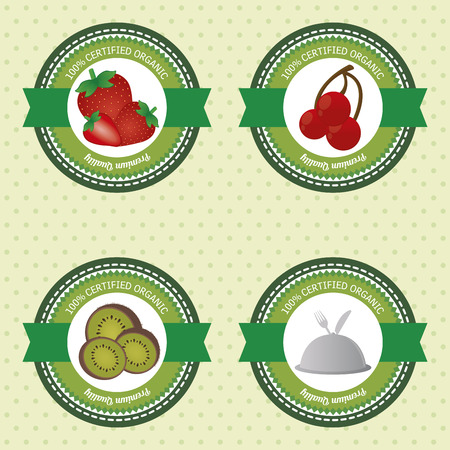 Set of banners with organic food. Vector illustrationのイラスト素材