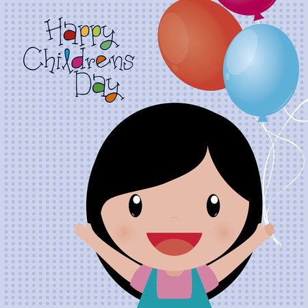 Happy girl with text on a textured background. Vector illustrationのイラスト素材