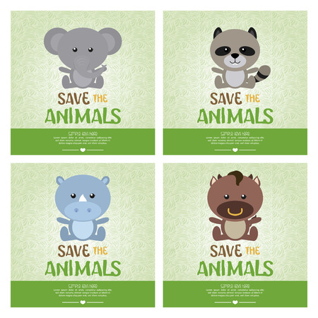 abstract save the animals background with some special objectsのイラスト素材