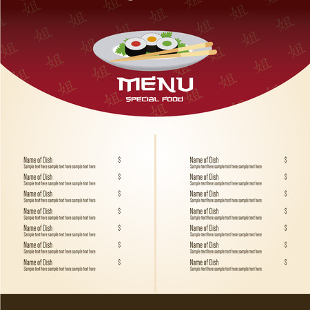 abstract japanese food background with some special objectsのイラスト素材