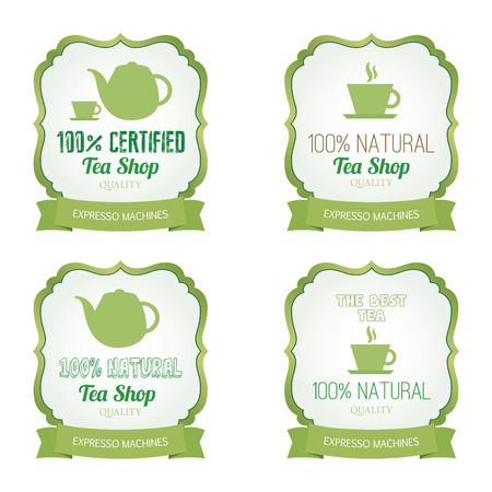Abstract premium tea labels on a white backgroundのイラスト素材