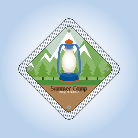 Abstract summer camp label on a special blue backgroundのイラスト素材
