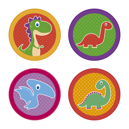 Abstract cute dinosaurs on a white backgroundのイラスト素材