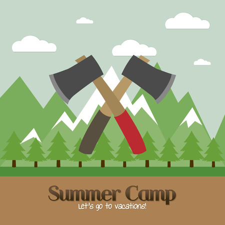 Abstract summer camp background with some special objectsのイラスト素材