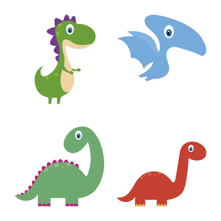 Abstract cute dinosaurs on a white backgroundのイラスト素材