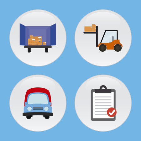 Abstract delivery objects on a blue backgroundのイラスト素材
