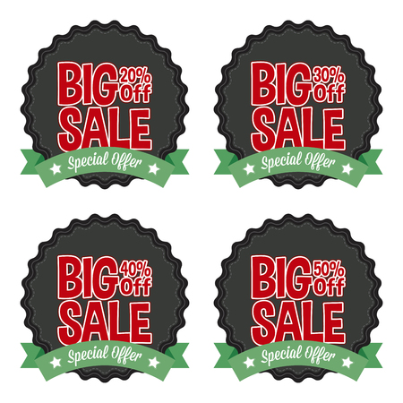 Abstract big sale labels on a white backgroundのイラスト素材