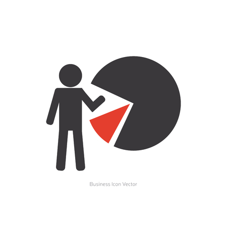 Isolated person icon with a pie chart on a white backgroundのイラスト素材