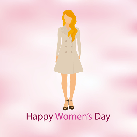 Colored background with a woman and text for women's dayのイラスト素材