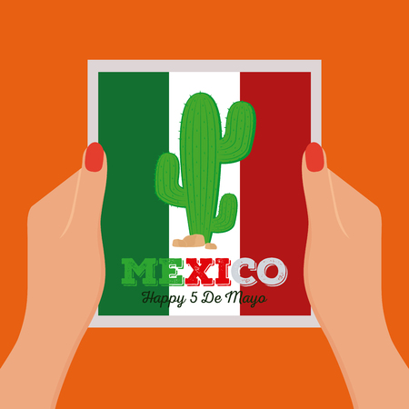 Pair of hands holding a message with text and a cactusのイラスト素材